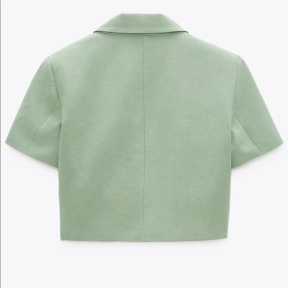 Zara LINEN BLEND CROPPED BLAZER. - Picture 3 of 4